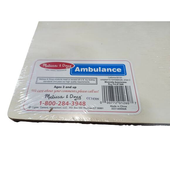 Melissa & Doug Wooden Hand Crafted 3+ Toddler Puzzles Ambulance & Sports Car - Picture 8 of 8